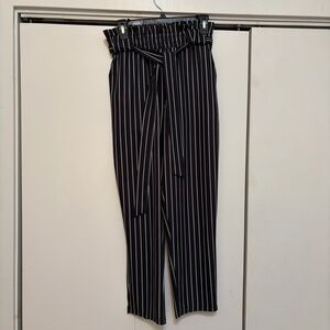 Grace Karin Black Pinstripe Paperbag Waist Trousers